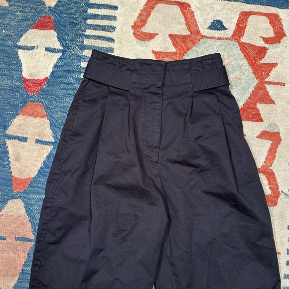 Toteme Double Pleated Cropped Trousers Black Cotton Twill - Picture 12 of 14